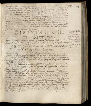Disputatio II. De baptismo