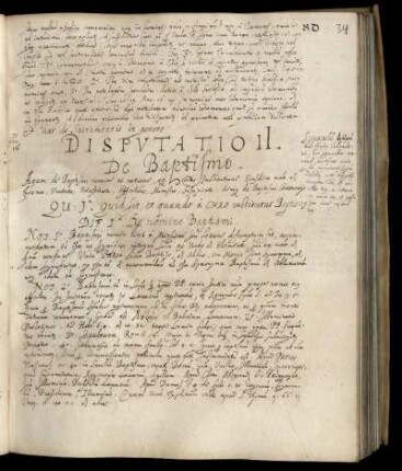 Disputatio II. De baptismo
