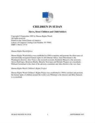 Children in Sudan : slaves, street children and child soldiers