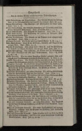 Verzeichniß der in diesem Buche vorkommenden Betrachtungen.