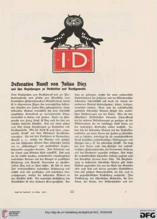 Dekorative Kunst von Julius Diez: und ihre Beziehung zu Architektur und Kunstgewerbe