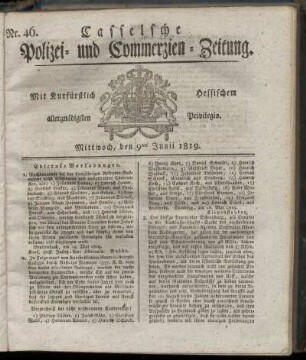 Nr. 46, Mittwoch, den 9ten Junii 1819