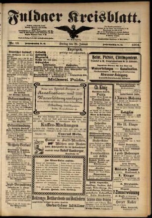 Zweite Ausgabe vom Freitag, den 29. Januar 1904.