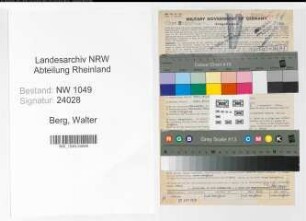 Entnazifizierung Walter Berg , geb. 02.09.1905 (Kassierer)