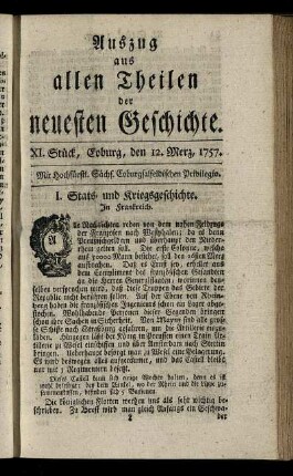 XI. Stück, Coburg, den 12. Merz, 1757.