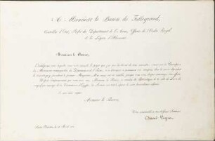 A Monsieur le Baron de Talleyrand, ...