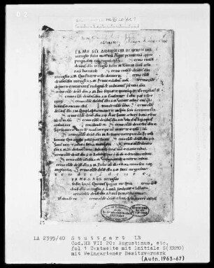 Augustinus etcetera, Sermones — Initiale S(ERMO), Folio 1recto