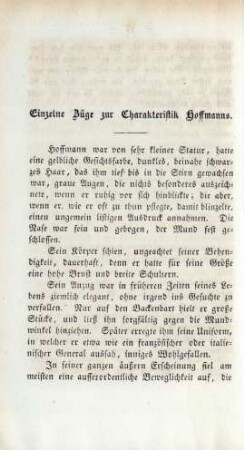 Einzelne Züge zur Charakteristik Hoffmanns