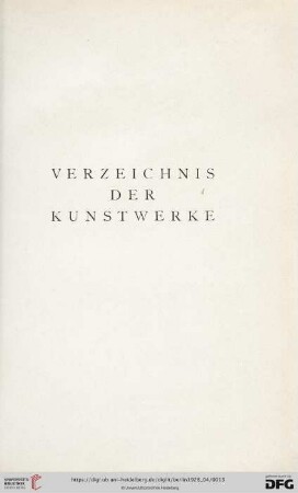 Verzeichnis der Kunstwerke