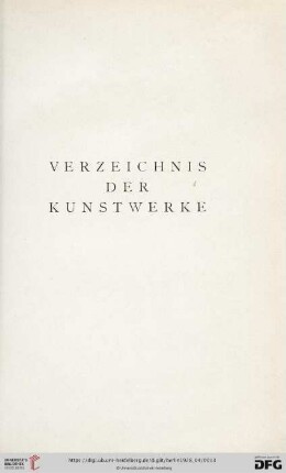 Verzeichnis der Kunstwerke