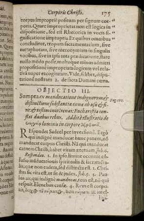 Objectio III. Sumpta ex manducatione indignorum & distinctione substantiæ cœnæ ab usu [...]