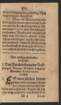 Von etlichen sonderbaren Fällen.