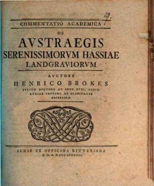 Commentatio acad. de austraegis serenissimorum Hassiae landgraviorum
