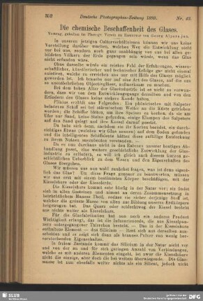 Die chemische Beschaffenheit des Glases