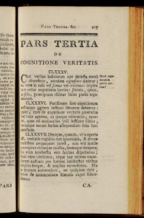 Pars Tertia De Cognitione Veritatis.