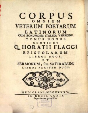Li Due Libri Dell'Epistole Di Q. Orazio Flacco