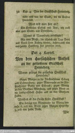 Das 4. Kapitel. Von dem chursächsischen Antheil an der gefürsteten Grafschaft Henneberg