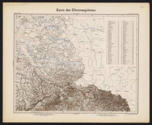 30 Kartenbeilagen zu: Der Elbstrom, sein Stromgebiet und seine wichtigsten Nebenflüsse : eine hydrographische, wasserwirtschaftliche und wasserrechtliche Darstellung. 1898 : Karte des Elbstrombebietes / von Prettin bis Liboch