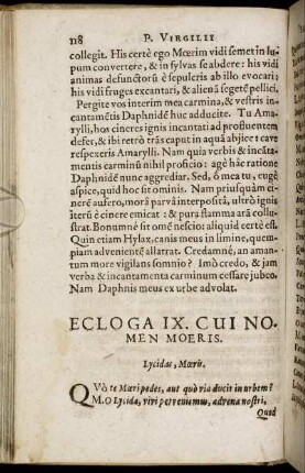 Ecloga IX. Cui Nomen Moeris.