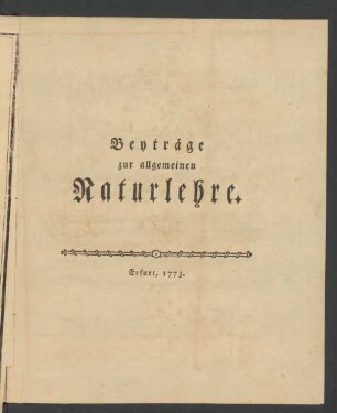 Beyträge zur allgemeinen Naturlehre