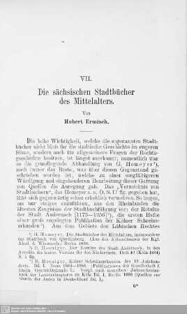 VII. Die sächsischen Stadtbücher des Mittelalters