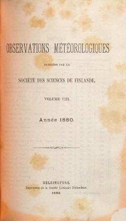 Observations météorologiques. 8. 1880 (1883)