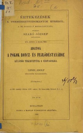 Értekezések a természettudományok köréből. 16. 1886, Nr. 1 - 7