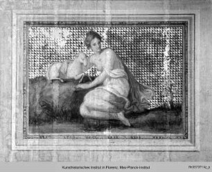 Decken- und Wanddekoration : Wanddekoration mit Allegorien und Tugenden : Sockeldekor weiblicher Figur (Misericordia?)