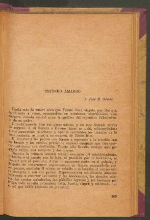 Triunfo amargo : A José R. Gómez.