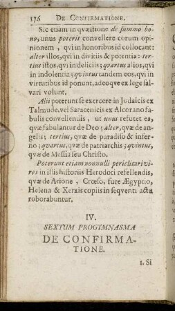VI. Sextum Progymnasma, De Confirmatione