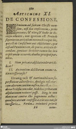 Articuli XI. De Confessione