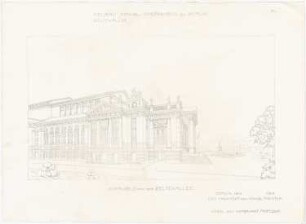 Königliche Oper, Berlin-Tiergarten: Perspektivische Ansicht von der Zeltenallee (wie Inv.Nr. 1301,1)