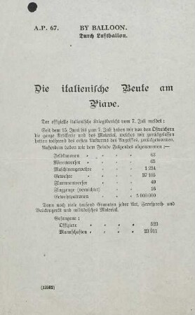 Die italienische Beute am Piave