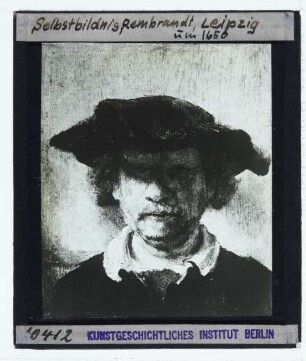 Rembrandt (Werkstatt), Selbstbildnis mit breitem Barett (Leipzig MBK 347)