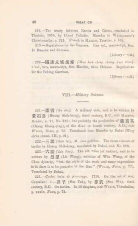 VIII. - Military sciences