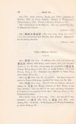 VIII. - Military sciences
