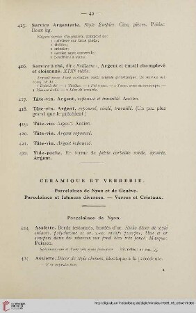 Ceramique et verrerie (Nr.423-482)