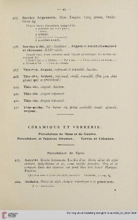 Ceramique et verrerie (Nr.423-482)