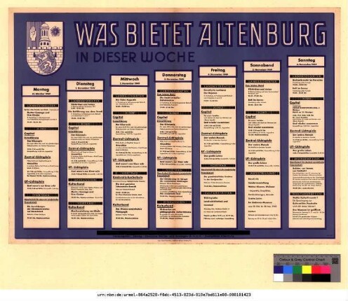 Originaltitel: Was bietet Altenburg in dieser Woche 31. Oktober bis 6. November 1949