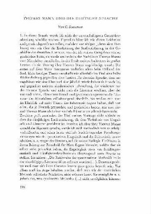 Thomas Mann und die deutsche Sprache