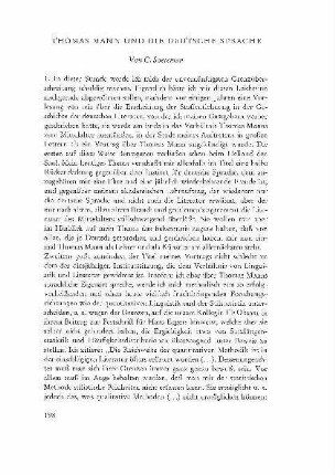 Thomas Mann und die deutsche Sprache