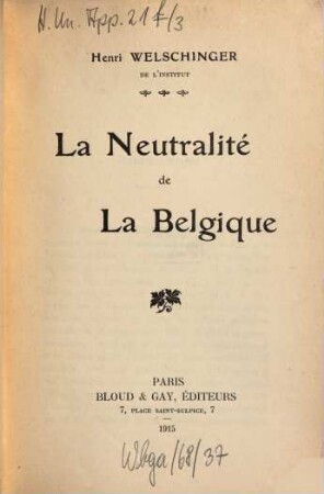 La neutralité de la Belgique