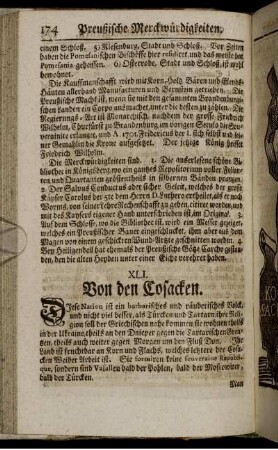 XLI. Von den Cosacken. - LV. Von denen Ostiacken ist zum Beschluß von Europa noch zu mercken.