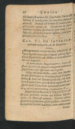 Cap. VI. De Interpraetatione compositae, & de Enunciatione.