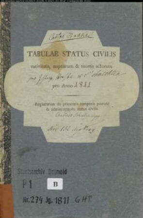 Zivilstandsregister der katholischen Gemeinde Istrup, Kreis Höxter (GAHT 1811) (Gemeinde: Katholische Gemeinde Istrup)