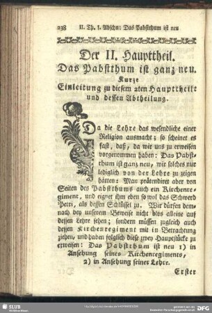 Der II. Haupttheil. Das Pabstthum ist ganz neu