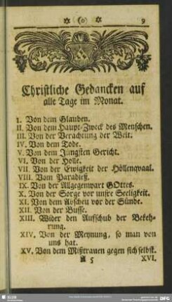 Christliche Gedancken auf alle Tage im Monat