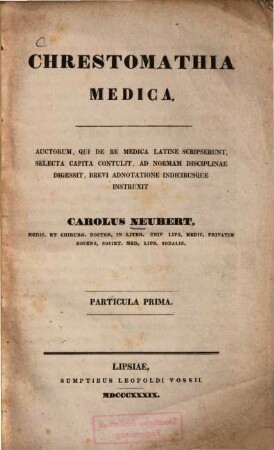 Chrestomathia medica, 1