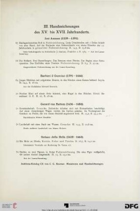 III. Handzeichnungen des XV. bis XVII. Jahrhunderts (Nr. 67-263)