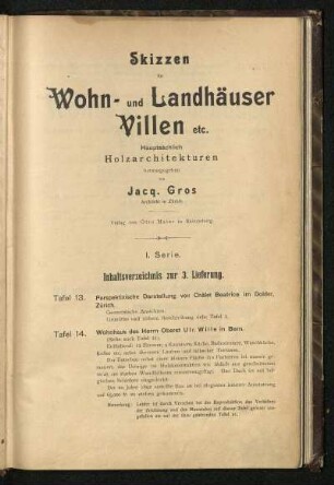 Inhaltsverzeichnis zur 3. Lieferung